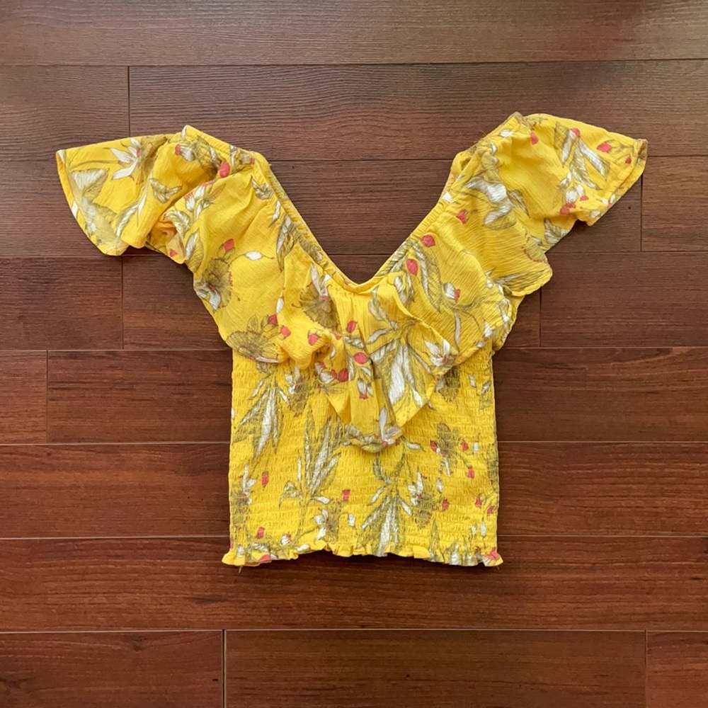 Ribbed Floral Off the Shoulder Top